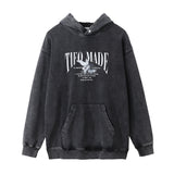 Men Hoodie Peace Dove Rose Hooded Sweater Men's Washed and Worn Hoodie