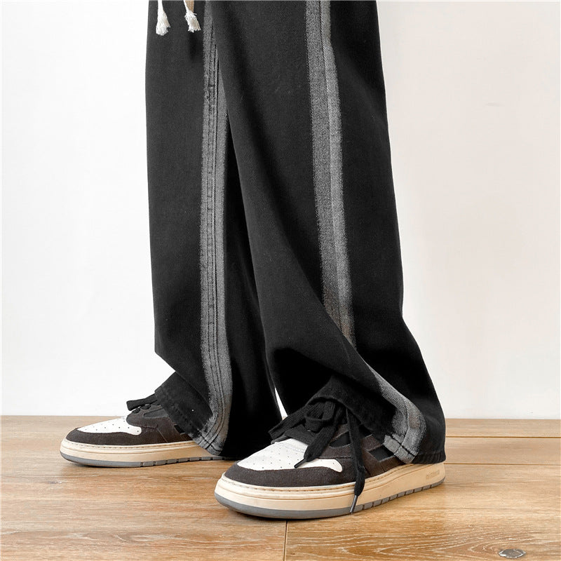 Men Sweatpants Draping Men's Straight Casual Pants Men's Summer Wide Leg Track Pants