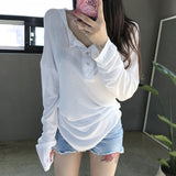 Women Long Sleeve Shirt Loose Long Sleeve Arc Top for Women Spring and Autumn