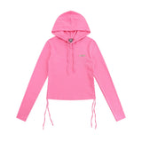 Women Long Sleeve T-Shirt Hooded Long Sleeve T-shirt Women's Spring and Autumn Solid Color Casual