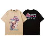 Men T Shirt Hip Hop round Neck Short Sleeve T-shirt Men and Women Loose All-Match Couple