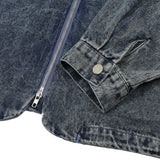 Men Denim Jacket Washed and Worn Zip Denim Jacket Men's Denim Jacket