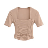 Women T-shirt Summer Slimming Short Sleeve Slim Fit T-shirt