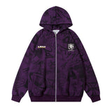 Men Hoodie Full of Graffiti Printed Hoodie Men's Two-Way Zipper Cardigan Sweater