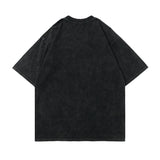 Men T Shirt Worn Looking Washed-out Short-Sleeved T-shirt Men's Fashion Brand Hip Hop Print Loose