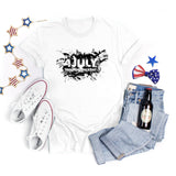 National Flag Day T Shirts Summer round Neck T-shirt Women's Short Sleeve Independence Day Women