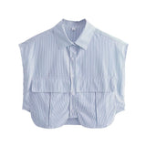 Women T-Shirt Striped Stitching Loose Shirt Top