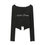 Women Long Sleeve T-Shirt Long Sleeve T-shirt Women's Fall Slim Fit Design Short Top