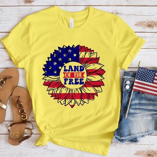 Women's Independence Day T Shirt round Neck Short Sleeve T-shirt Women's Top