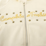 Women Hoodie Letter Cropped Hoodie Loose Long Sleeve Cardigan Jacket