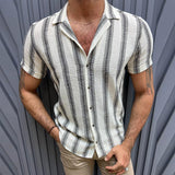 Men Shirt Fashion Casual Striped Loose