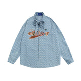 Men Long Sleeve T Shirt Men's Cartoon Animal Bowknot Shirt Cardigan Outerwear