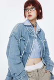 Unisex Jacket Autumn Washed Buckle Denim Coat Women's Clothing