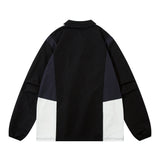 Men Hoodie Color Contrast Patchwork V-neck Pullover Sweater Racing Suit