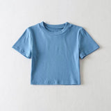 Women T-Shirt round Neck Elegant Ultra Short Short Sleeve T-shirt