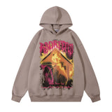 Men Hoodie Flame Printed Hoodie Casual Loose Pullover Top