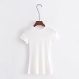 Women T-Shirt round Neck Summer Tight Short Sleeve Top