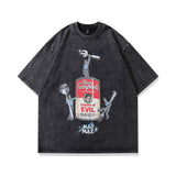 Men T Shirt Vintage Washed Old T-shirt Couple Loose Men and Women