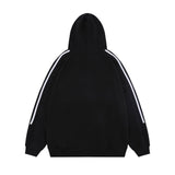 Men Hoodie Sports Loose Hooded Sweater Striped Stitching Long Sleeve Pullover Casual Top