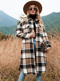 Plaid Trench Coat Autumn and Winter Loose Woolen Plaid Coat