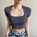 Women T-Shirt Slim Fit Short Sleeve T-shirt Top