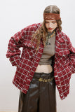 Unisex Jacket Autumn Woven Red Plaid Jacket Women's Clothing