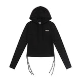 Women Long Sleeve T-Shirt Hooded Long Sleeve T-shirt Women's Spring and Autumn Solid Color Casual