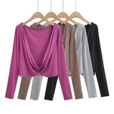 Women T-Shirt Spring and Autumn Long Sleeve Workout Clothes Loose Sports