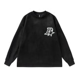 Men Hoodie Inkjet Letters Printed Crew Neck Sweatshirt
