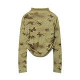 Women Long Sleeve T-Shirt Long Sleeve T-shirt Girls Slim Retro Short Spring and Autumn