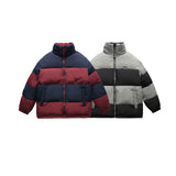 Unisex Sweater Winter Wide Striped Contrast Color Cotton Jacket