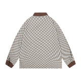 Men Long Sleeved T Shirt Contrast Color Long Sleeves Shirt Spring and Autumn High Street Loose Turn Button Shirt