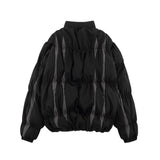 Men Cotton Mixed Jacket Coat Stitching Contrast Color Striped Bread Coat Men's Winter Cotton Dress Loose Zip Coat