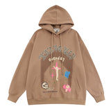Men Hoodie Loose Cross Printed Splash-Ink Pullover Sweater
