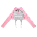 Women Hoodie Autumn Stitching Letters Printed Long-Sleeved Top