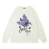 Men Hoodie Butterfly Spider Printed Crew Neck Sweatshirt
