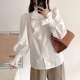 Women T-Shirt Long-Sleeved Shirt Collar Mid-Length Shirt for Women