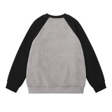 Men Hoodie Raglan Sleeve Crew Neck Pullover Sweatshirt Stitching Five-Pointed Star Printed Spring and Autumn Loose Top