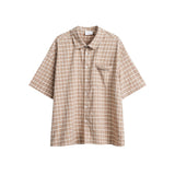 Unisex Jacket Fall Short Sleeve Plaid Shirt Women's Clothing