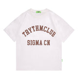 Men's T Shirt Letter Print Short-Sleeve T-shirt Men's and Women's Retro Loose round Neck