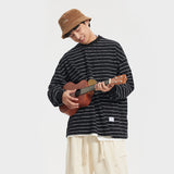 Unisex Hoodie Striped Loose Long Sleeve T-shirt round Neck Sweater
