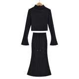 Women Skirt Fashion Long Sleeve T-shirt Top and Skirt Suit