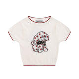 Women Sweater Short Knitted Women's Casual Summer round Neck Short Sleeves Exposed Navel