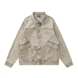 Men Denim Jacket Washed Do the Old Cowboy Coat Men's Loose Casual Spring and Autumn Stitching Jacket