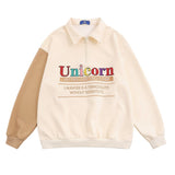 Men Hoodie Embroidered Letter Lapel Sweater Long Sleeve Polo Collar Pullover