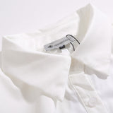Women Long Sleeve Shirt White Shirt for Girls Spring and Autumn Casual Polo Collar Embroidered Shirt
