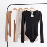 Women T-Shirt Sex round Neck, Slim-Fit, Long-Sleeved One-Piece T-shirt Bottoming Shirt