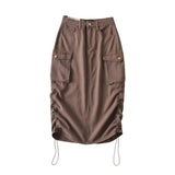 Women Skirt Retro Workwear Denim Long Skirts Female Spring and Autumn Skirt