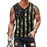National Flag Day T Shirts Men's Vest Independence Day Printed V-neck Casual