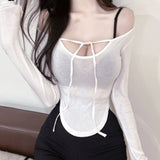 Women Long Sleeve Shirt Bottoming Shirt Curved Top Autumn Long Sleeve